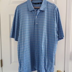 Bobby Jones Men's Striped Blue Golf Pima Cotton Polo Shirt Size XL